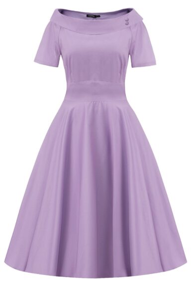 Darlene Lilac Roll Collar Circle Dress – New In | Kitty Darling