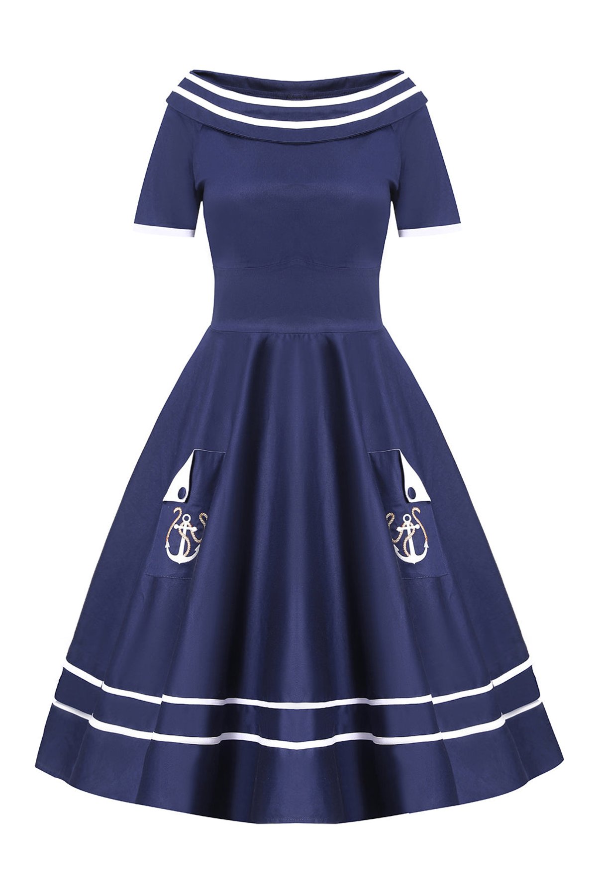 Darlene Navy Embroidered Anchor Nautical Dress 1 Darlene Navy Embroidered Anchor Nautical Dress