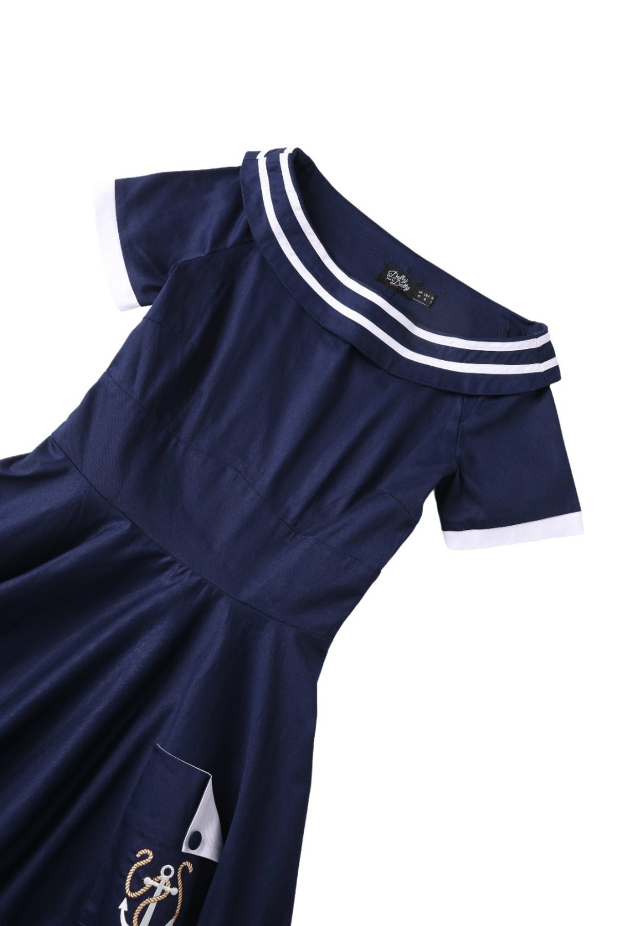 Darlene Navy Embroidered Anchor Nautical Dress 3 Darlene Navy Embroidered Anchor Nautical Dress - Image 3