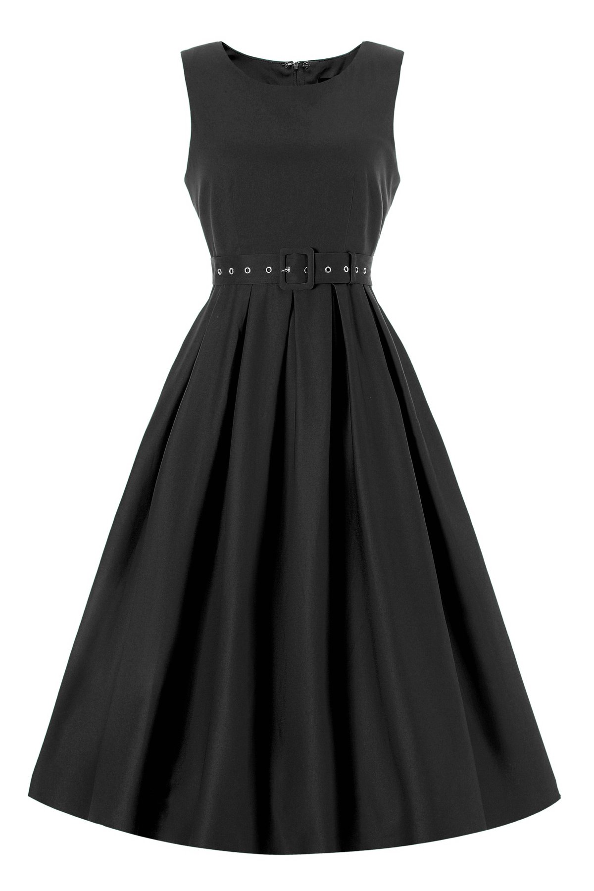 Helen Plain Black Stylish 50's Retro Swing Dress With Pockets 1 Helen Plain Black Stylish 50's Retro Swing Dress With Pockets