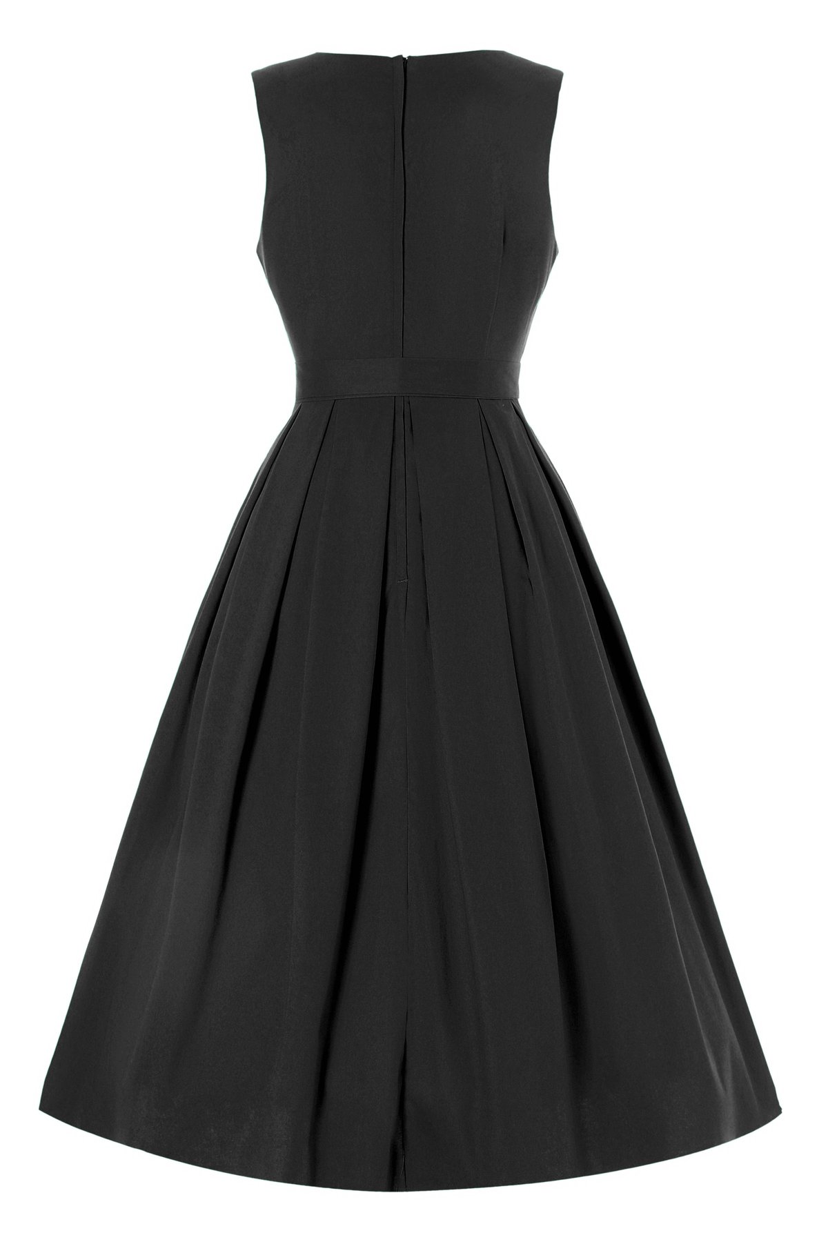 Helen Plain Black Stylish 50's Retro Swing Dress With Pockets 3 Helen Plain Black Stylish 50's Retro Swing Dress With Pockets - Image 3