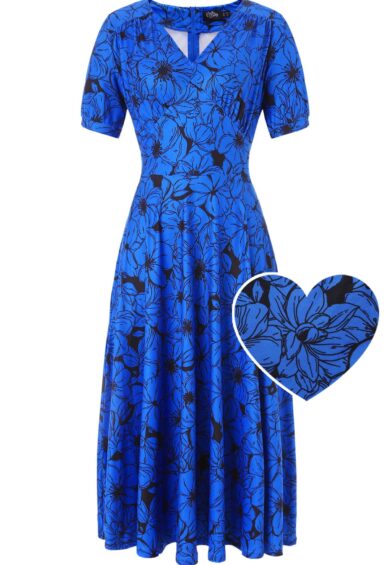 Julia Blue Floral Midi Dress – New In | Kitty Darling