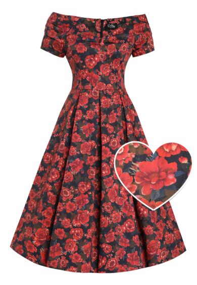 Lily Black Rose Off Shoulder Dress – New In | Kitty Darling