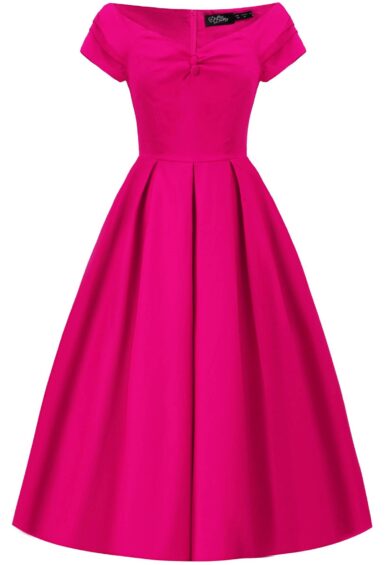 Lily Hot Pink Off Shoulder Dress – New In | Kitty Darling
