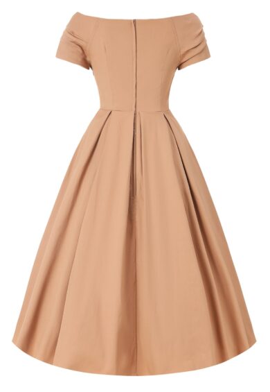 Lily Khaki Cream Off Shoulder Dress – New In | Kitty Darling