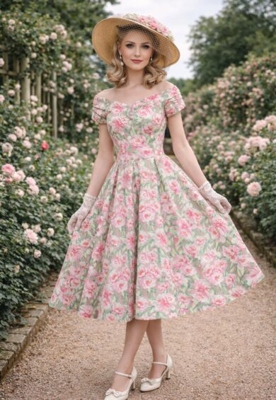 Lily Pink Floral Off Shoulder Dress – New In | Kitty Darling