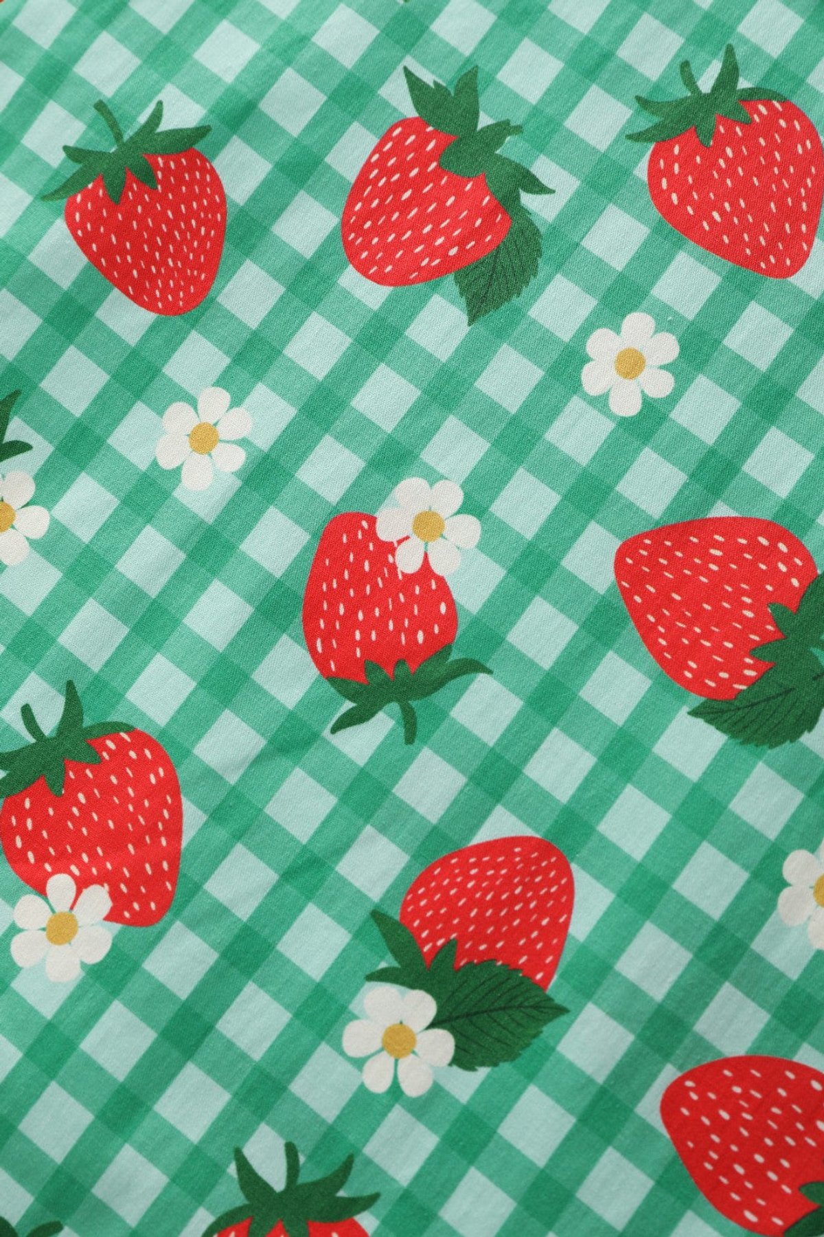 Mabel Green Strawberry Gingham Midi Shirt Dress 2 Mabel Green Strawberry Gingham Midi Shirt Dress - Image 2