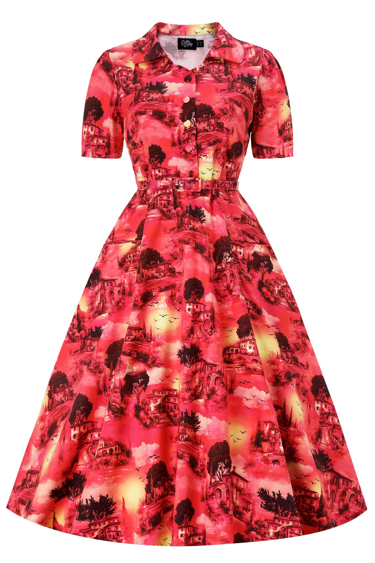 Mabel Red Sunset Midi Shirt Dress 3 Mabel Red Sunset Midi Shirt Dress - Image 3