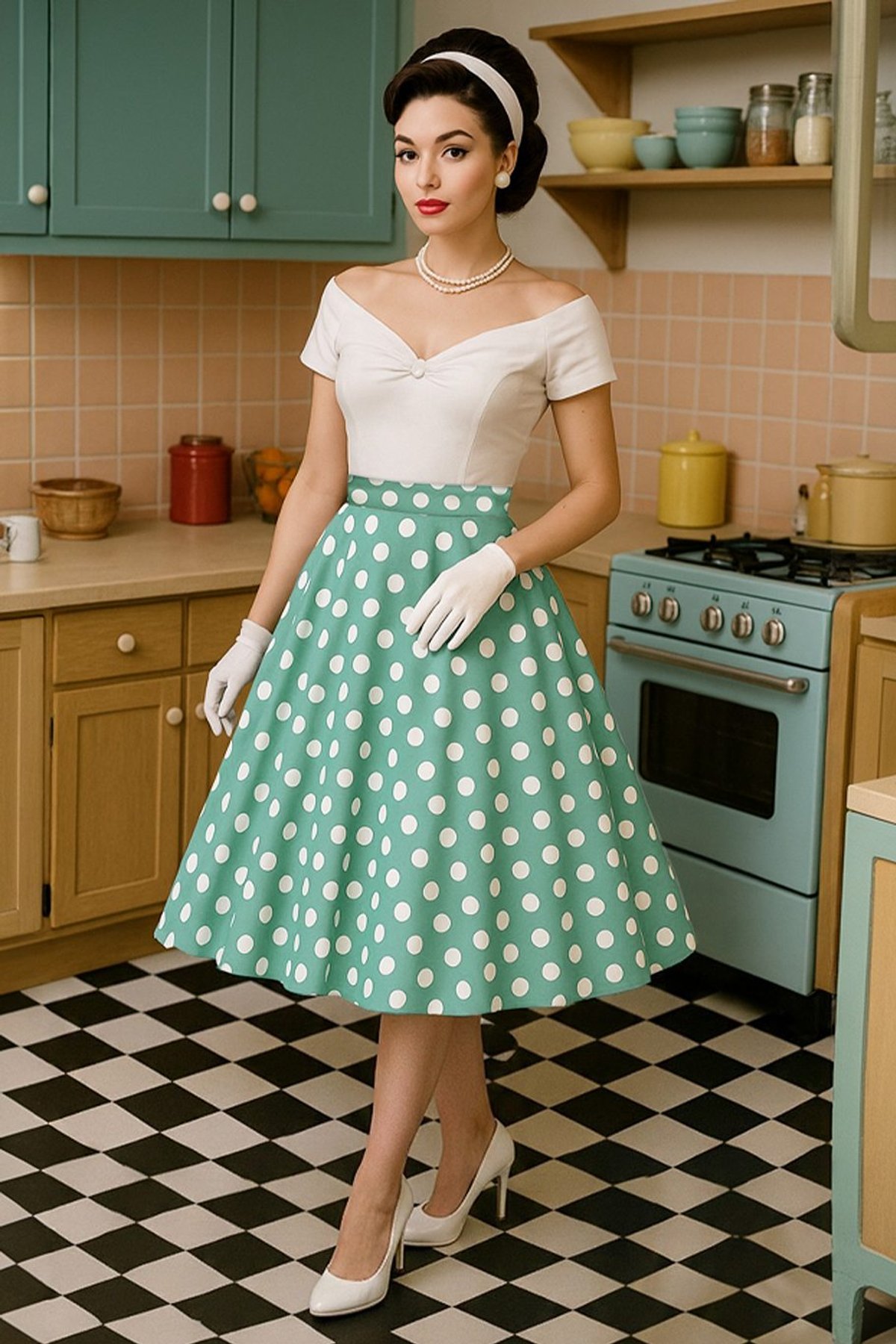 Maisie Sage Green Polka Dot Full Circle Midi Skirt 1 Maisie Sage Green Polka Dot Full Circle Midi Skirt