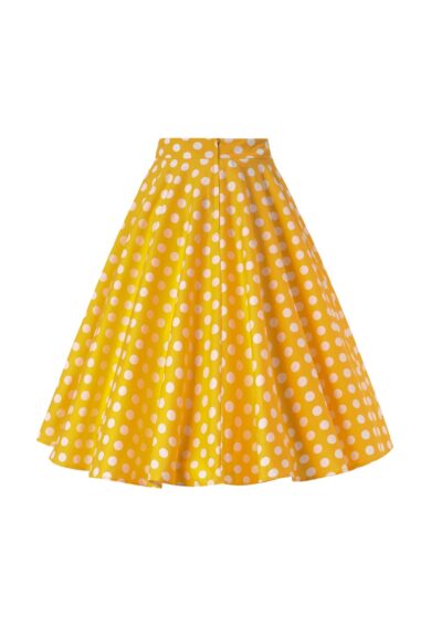 Maisie Yellow Polka Dot Full Circle Midi Skirt – New In | Kitty Darling