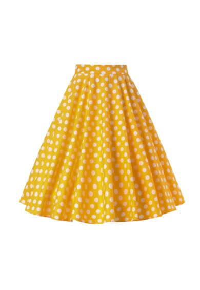 Maisie Yellow Polka Dot Full Circle Midi Skirt – New In | Kitty Darling