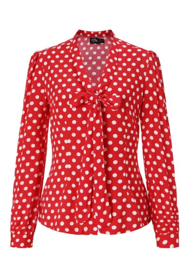Margaret Retro Red Polka Dot Blouse – New In | Kitty Darling