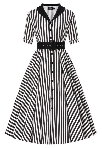 Mollie Classic Black & White Striped Shirt Dress – New In | Kitty Darling