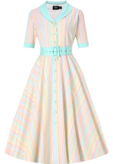 Home 2 Mollie Pastel Striped Full Circle Shirt Dress – New In | Kitty Darling
