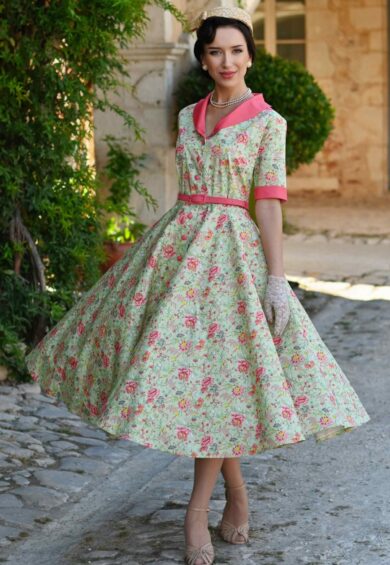 Mollie Peony Vine Vintage Swing Dress – New In | Kitty Darling