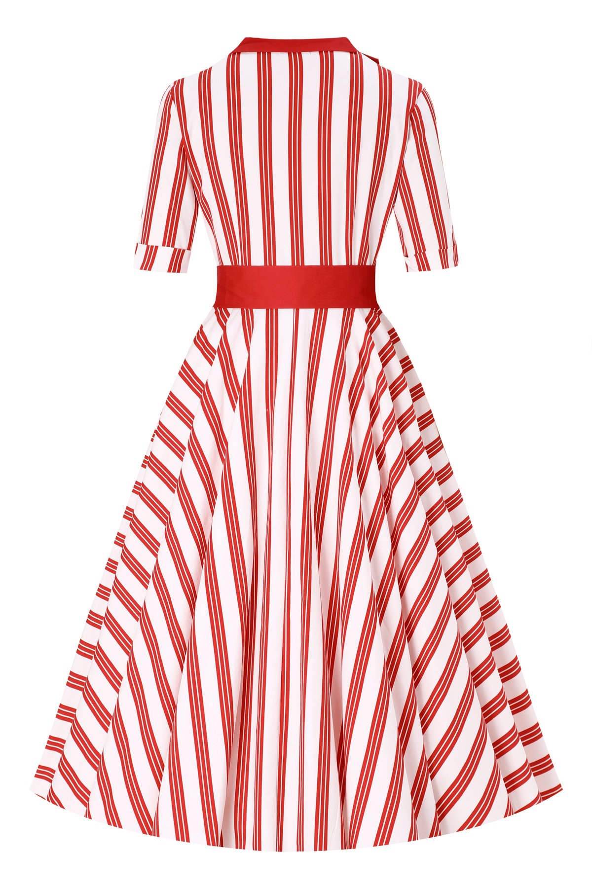 Mollie Red & White Striped Shirt Dress 3 Mollie Red & White Striped Shirt Dress - Image 3