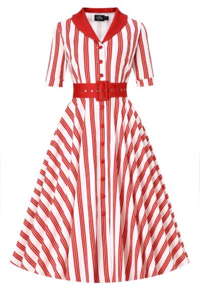 Mollie Red & White Striped Shirt Dress – New In | Kitty Darling