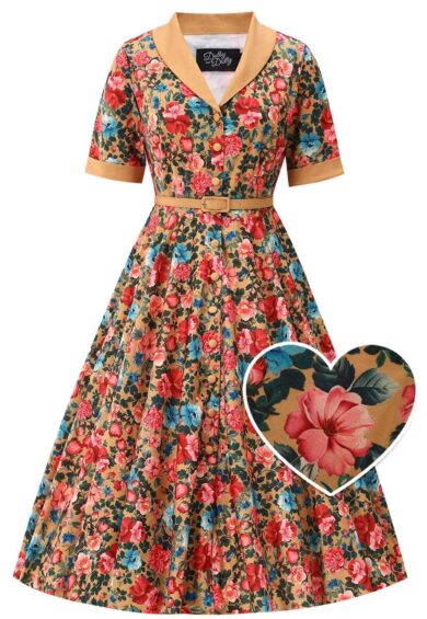 Mollie Yellow Floral Print Shirt Dress – New In | Kitty Darling