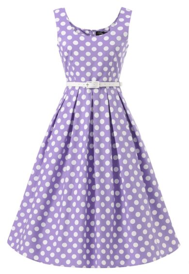 Ophelia Lilac Polka Dot Midi Dress – New In | Kitty Darling