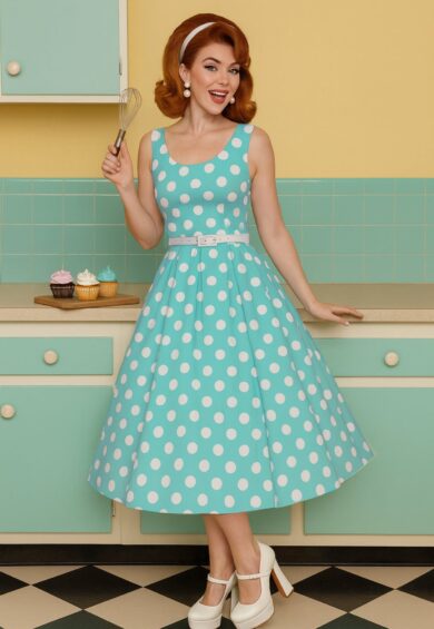 Ophelia Mint Green Polka Dot Midi Dress – New In | Kitty Darling