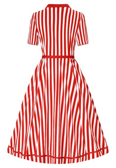 Penelope II Classic Red & White Striped Shirt Dress – New In | Kitty Darling