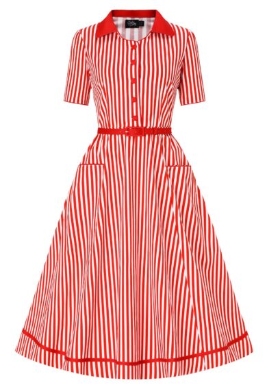 Penelope II Red & White Candy Striped Shirt Dress – New In | Kitty Darling