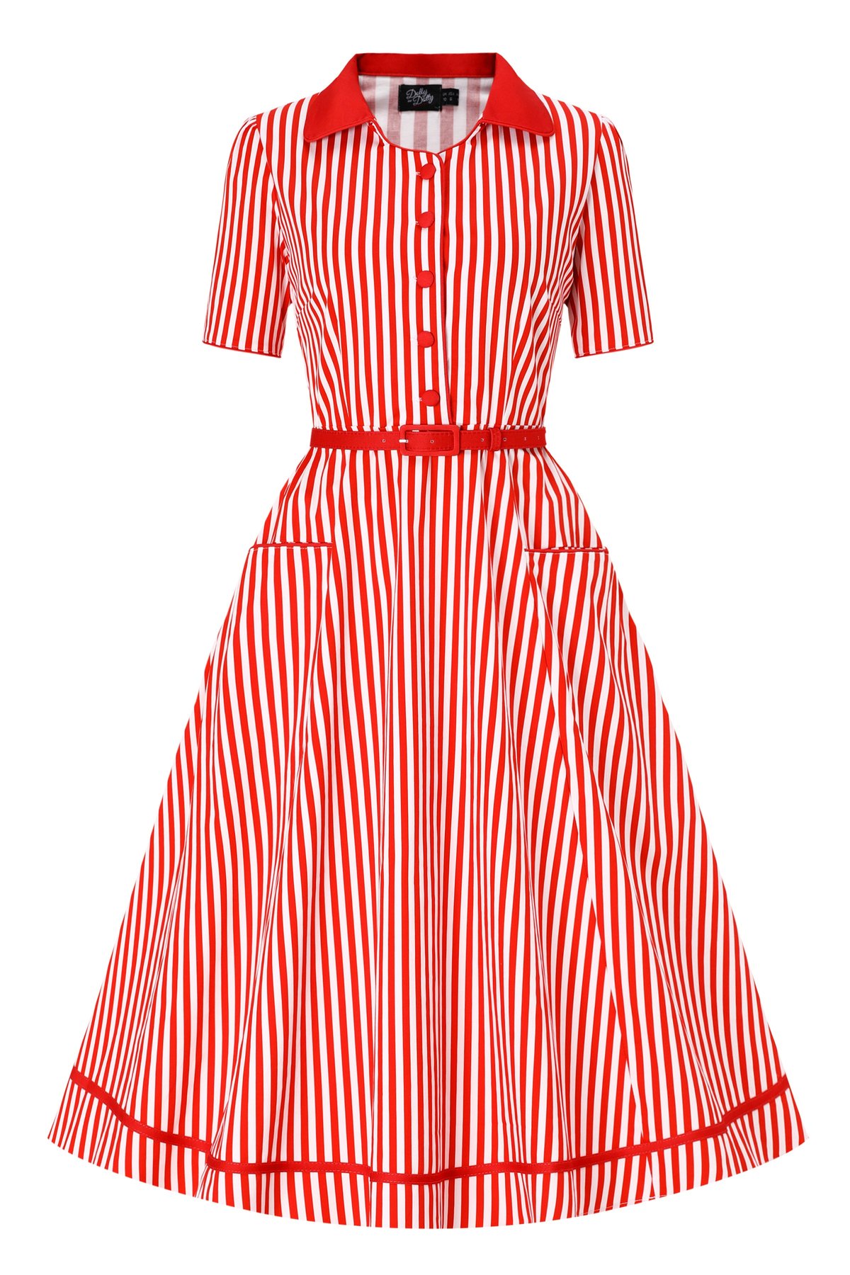Penelope II Red & White Candy Striped Shirt Dress 1 Penelope II Red & White Candy Striped Shirt Dress