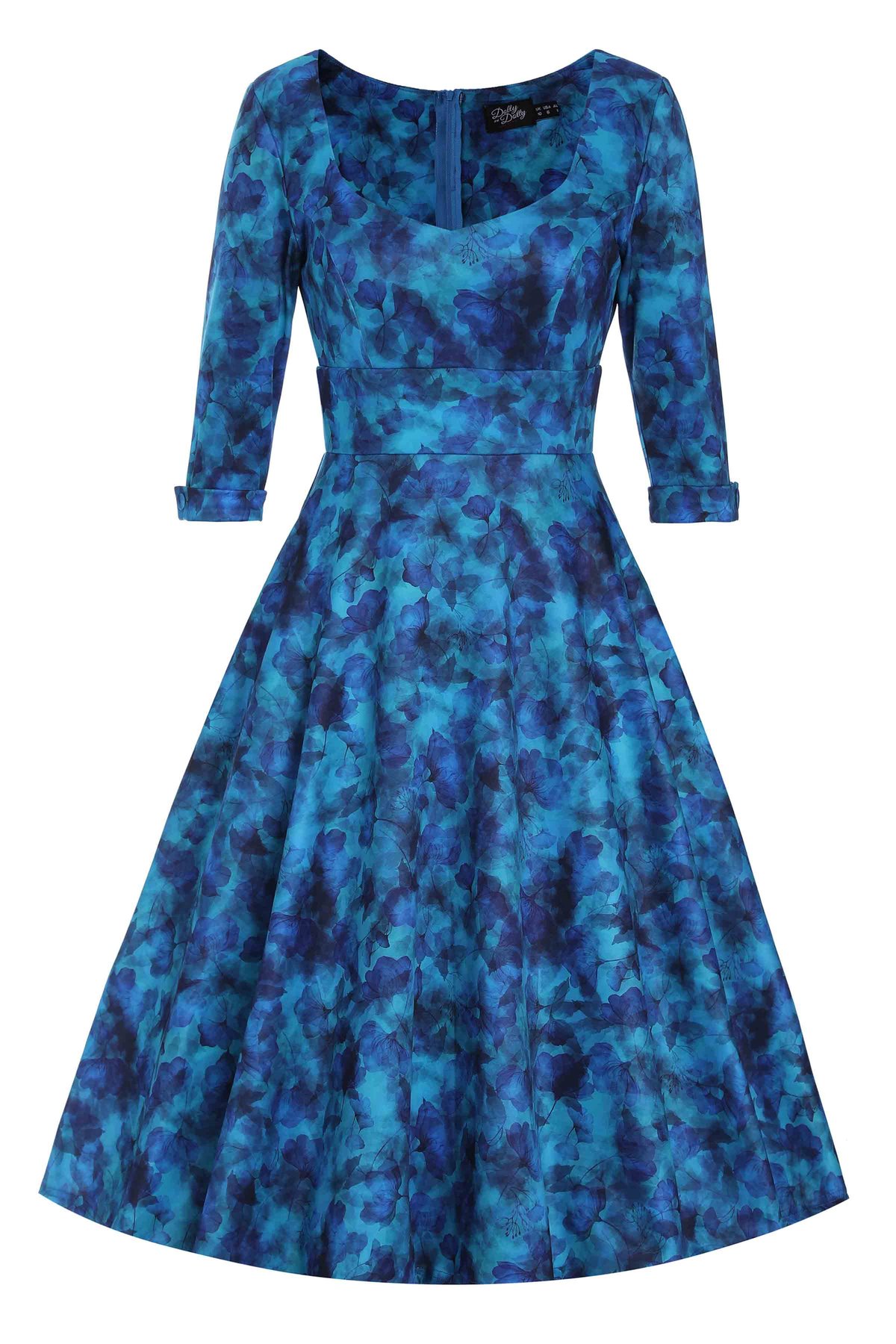 Scarlette Blue Floral Silhouette Print Long Sleeved Dress 1 Scarlette Blue Floral Silhouette Print Long Sleeved Dress