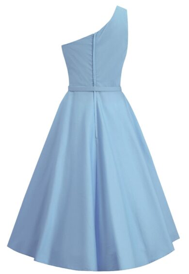 Susan One Shoulder Baby Blue Swing Dress – New In | Kitty Darling