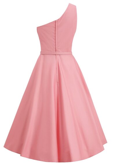 Susan One Shoulder Light Pink Swing Dress – New In | Kitty Darling