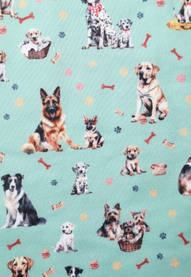 Amanda Light Green Mix Dog Print Flared Dress – New In | Kitty Darling