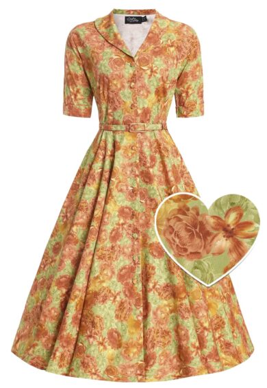 Mollie Vintage Floral Full Circle Shirt Dress – New In | Kitty Darling