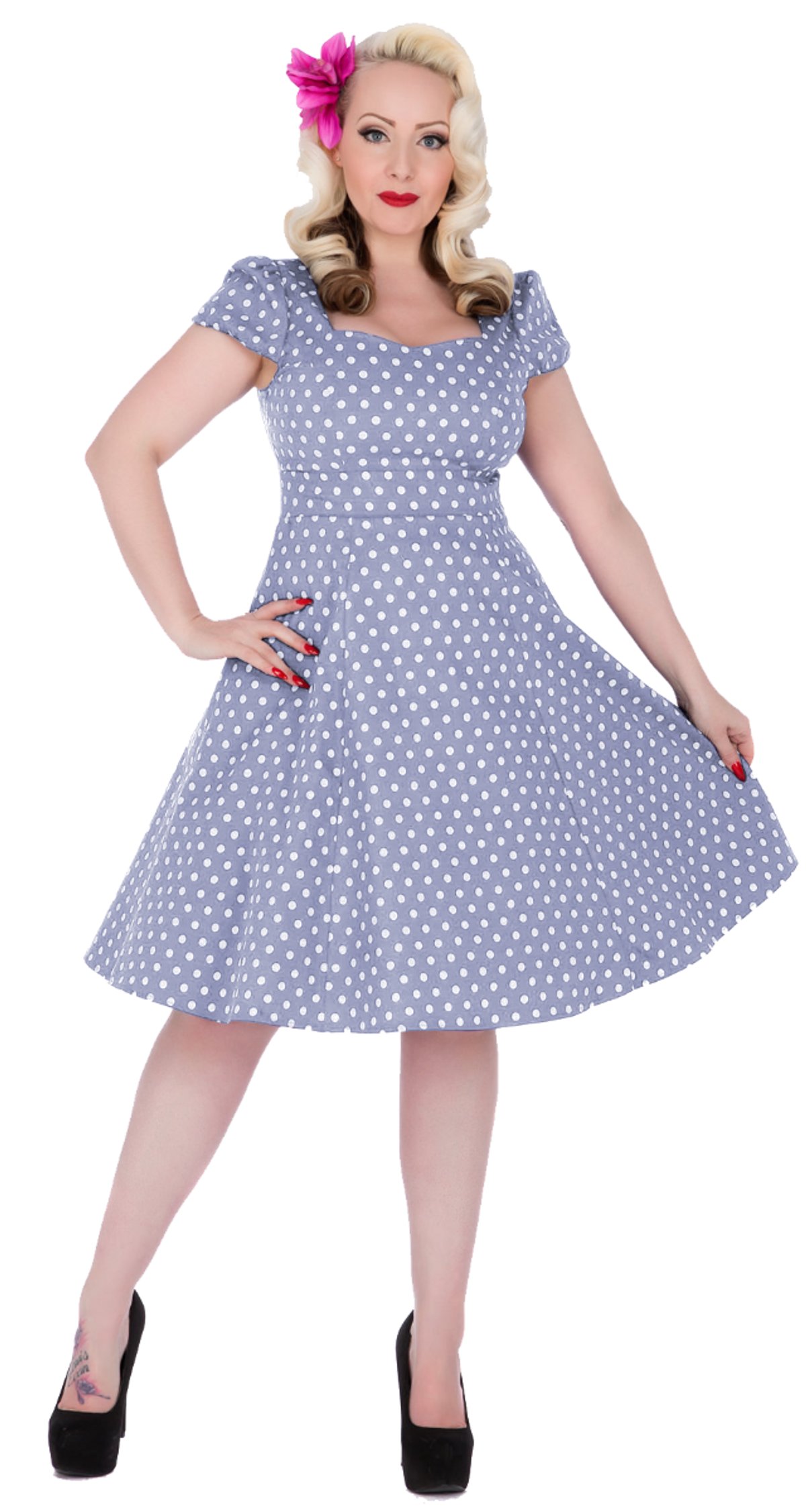 Claudia Polka Dot Dress in Light Blue 6 Claudia Polka Dot Dress in Light Blue - Image 6