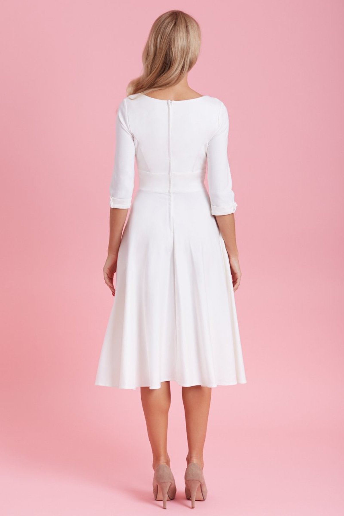 Scarlette Long-Sleeved Stretchy Dress In White 11 Scarlette Long-Sleeved Stretchy Dress In White - Image 11