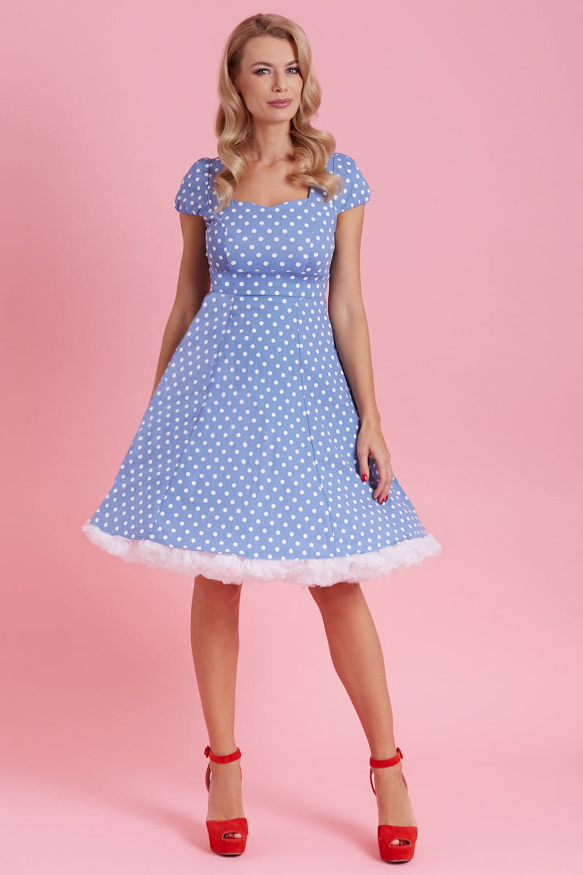 Claudia Polka Dot Dress in Light Blue 1 Claudia Polka Dot Dress in Light Blue